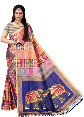 AVINASH Digital Print Kanjivaram Silk Blend Saree(Multicolor)
