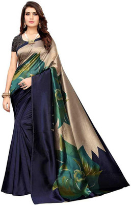 Vimalnath Synthetics Printed Bollywood Silk Blend Saree(Blue)