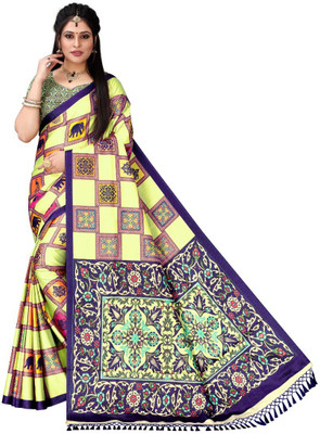 AVINASH Digital Print Kanjivaram Silk Blend Saree(Multicolor)