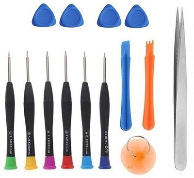 Wroughton 9 in 1 Professional Mobile Repairing Tools for Iphone, Oppo, Samsung and Redmi Mobile With 4 Mobile Opener and 1 Stainless Steel Non-magnetic Tweezers- Straight Precision Screwdriver Set(Pack of 14)