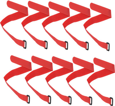 Vardhman Cable Straps & Cable Ties, 15 inches, Adjustable Multipurpose Hook and Loop Securing Straps for Wire Tie Curtain Marker Straps Belts Holders, Sew-on Velcro(Red)