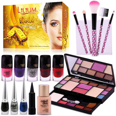 ColorDiva Diwali Special All in One Make-Pallete Combo by Color Diva & Skin Diva Gold Facial Kit-80g(21 Items in the set)