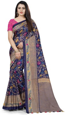 Rajnandini Floral Print Bollywood Tussar Silk Saree(Blue)