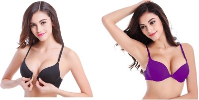 Voler Haut Women Push-up Lightly Padded Bra(Purple, Black)