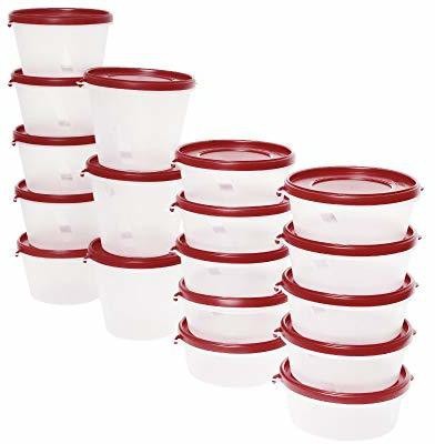 Cutting EDGE Plastic Grocery Container  - 1000 ml, 750 ml, 500 ml(Pack of 18, Clear, Maroon)