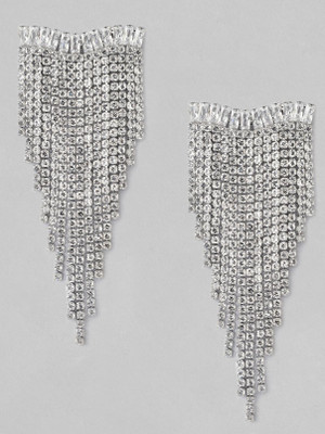 RUBANS Siver Plated Handcrafted CZ Stone Multi Layer Drop Earrings Brass Drops & Danglers