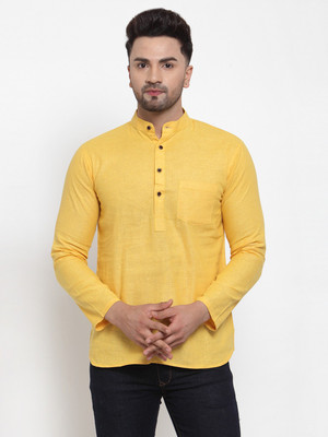 Sayesha Men Solid Straight Kurta(Yellow)