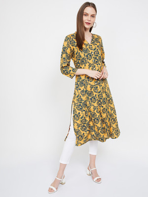 MELANGE Women Printed A-line Kurta(Yellow)