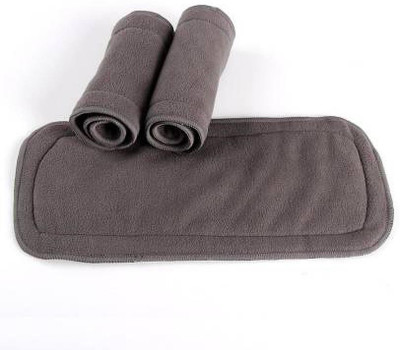 FABLITTLE Pack of 3 Wetfree Reusable Washable Cotton Diaper Nappy Inserts for Baby Cloth Diapers, 5 Layer Bamboo Charcoal Inserts Liners Natures Cloth Diaper Liner - M (3 Pieces