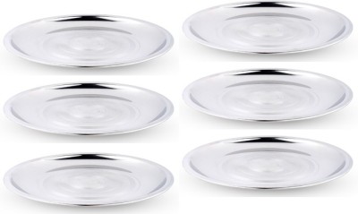 NEELAM Stainless Steel 11 22G Diamond Plate , 25.5 cm, Silver, Set of 12 Dinner Plate(Pack of 12, Microwave Safe)