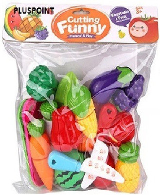 Pluspoint Exclusive Realistic Sliceable Cut Fruits and Vegetable (18pc)(7 Fruits ,7 Vegetables)