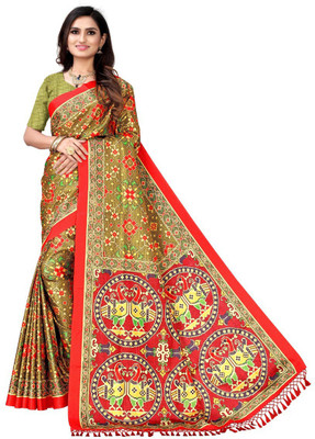 AVINASH Digital Print Kanjivaram Silk Blend Saree(Multicolor)