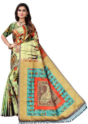 AVINASH Digital Print Kanjivaram Silk Blend Saree(Multicolor)
