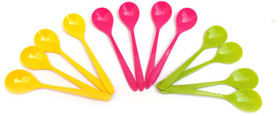 DEALPICK AMZY SET OF 12 Plastic Ice-cream Spoon, Dessert Spoon Set(Pack of 12)
