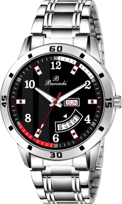 Buccachi �Font Day & Date Functioning Water Resistant Silver color Watch for Men/Boys Analog Watch  - For Men