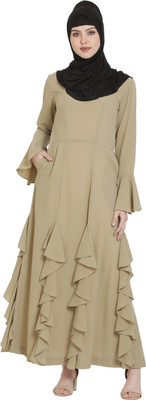 Momin Libas Polyester Solid Abaya(Beige)