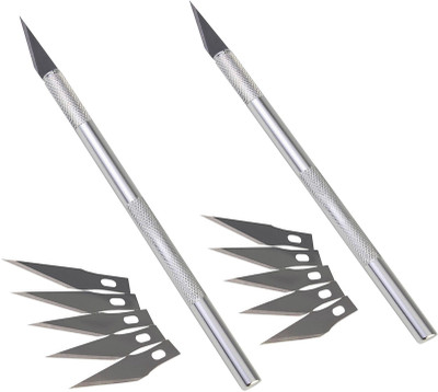 Zooper Star Metal Grip Hand-held Paper Cutter(Set Of 2, Silver)