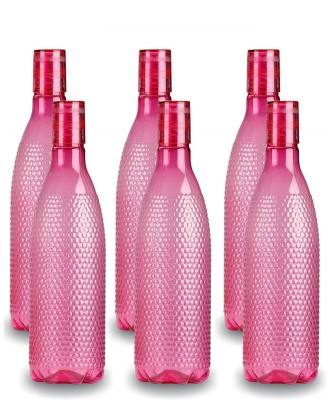 Plus Shine Hard Plastic light-weight Fridge Water Bottle Set of 6 650 ml Bottle(Pack of 6, Red, Plastic)