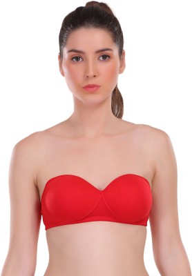 Selfcare Womens Demi Cup Strapless Bra Women T-Shirt Lightly Padded Bra(Red)