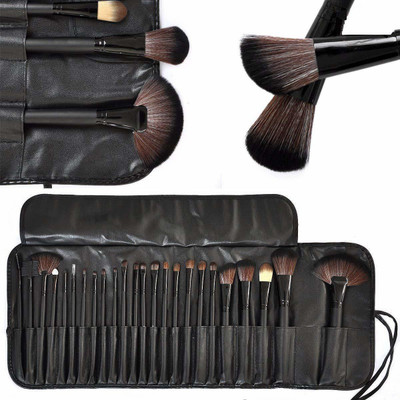 S.F.R Makeup Brush Set with PU Leather Case (blk)(Pack of 24)