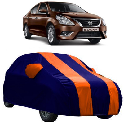 AutoCover Car Cover For Nissan Sunny (With Mirror Pockets)(Orange, Blue)