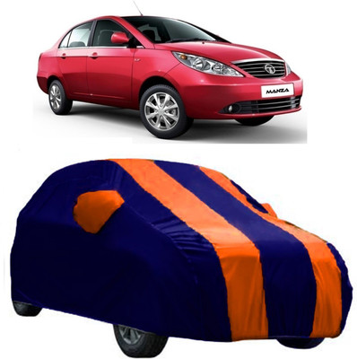 AutoCover Car Cover For Tata Manza (With Mirror Pockets)(Orange, Blue)