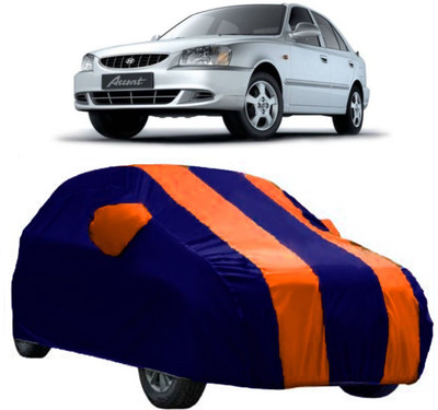 AutoCover Car Cover For Hyundai Accent Viva (With Mirror Pockets)(Orange, Blue)