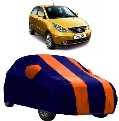 AutoCover Car Cover For Tata Vista (With Mirror Pockets)(Orange, Blue)
