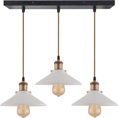 Homesake 3-Lights Linear White Cone Shade Cluster Chandelier Hanging Light, Decorative, Black, Kitchen Area and Dining Room Light, LED/Filament Light, Antique Copper Chandelier Ceiling Lamp(Black)