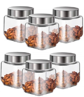 VINAR Glass Tea Coffee & Sugar Container  - 500 ml(Pack of 6, Clear)