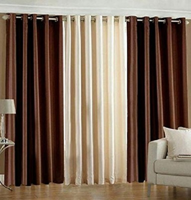 Attri Enterprises 212 cm (7 ft) Polyester Room Darkening Door Curtain (Pack Of 3)(Plain, Coffee & Cream)