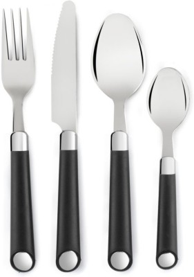 G-MTIN Expression Black Stainless Steel, Plastic Cutlery Set(Pack of 24)