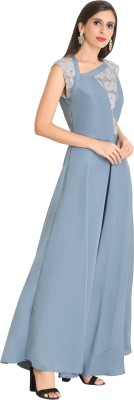 Raas Pret Women Fit and Flare Grey Dress