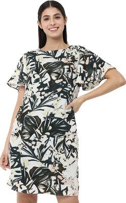 Allen Solly Women A-line Green Above Knee/Mid Thigh Length Dress