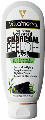 Volamena Activated Charcoal Peel Off Mask with Bamboo and Aloe Vera Extract(120 ml)