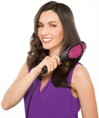 VIHANIR ENTERPRISE Simply Straight Fast Ceramic Brush with Lcd Display VI-HQT-906B SIMPLY STRAIGHT Hair Straightener Brush(Black, Pink)