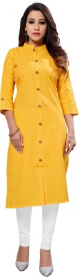 nejadhari tax Women Solid A-line Kurta(Yellow)