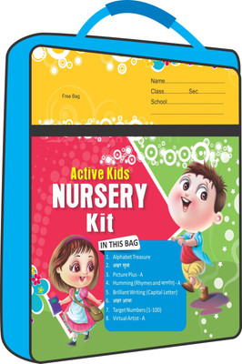 Educart Nursery School Kit (School Bag+8 Books For 3-5 Years)Of English & Hindi Alphabets, Picture Book, Rhymes And Balgeet, Capital Letter Writing, Akshar Aabha, Target Number, Drawing Books For Kids(Paperback, Education Experts)