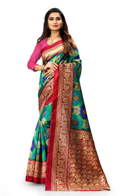 SVB Sarees Printed Mysore Silk Blend Saree(Multicolor)