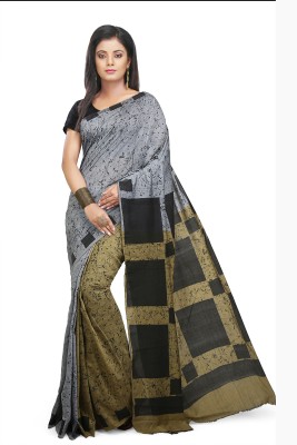 crochetin Hand Painted Handloom Cotton Blend Saree(Multicolor)