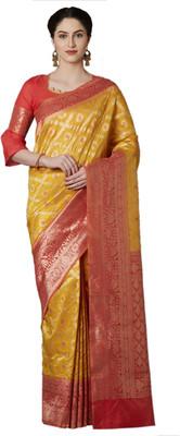 Shavya Woven Banarasi Jacquard Saree(Yellow)