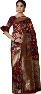 sotoni Woven Banarasi Jacquard Saree(Maroon)