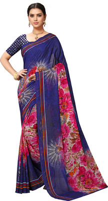 ANAND Printed, Ombre, Floral Print Daily Wear Georgette Saree(Blue)