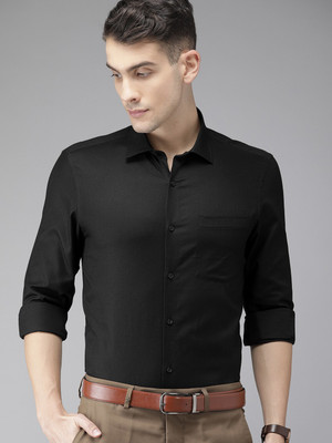 TURTLE Men Solid Formal Black Shirt