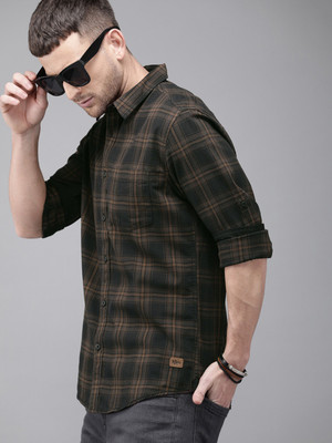 Roadster Men Checkered Casual Black Shirt