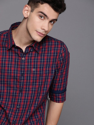 WROGN Men Checkered Casual Red Shirt