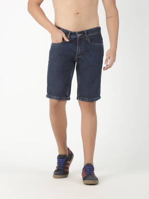 VROJASS Dyed/Washed Men Denim Dark Blue Denim Shorts