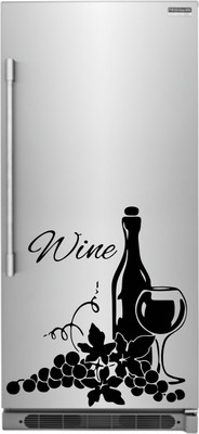 VCREATE DECOR 58 cm Wine Glass & Grapes Fridge Removable Sticker(Pack of 1)