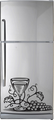 VCREATE DECOR 58 cm Wine Glass & Grapes Fridge Removable Sticker(Pack of 1)