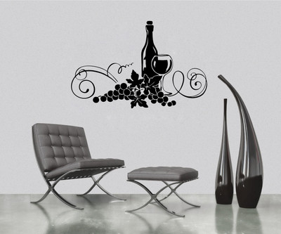 VCREATE DECOR 58 cm Wine Removable Sticker(Pack of 1)